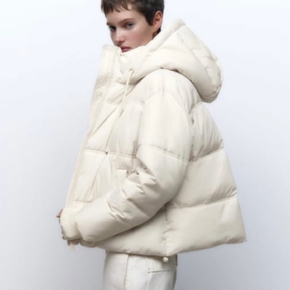 Zara Winter White / Cream Oversized Puffer Jacket Size XS - Picture 4 of 8